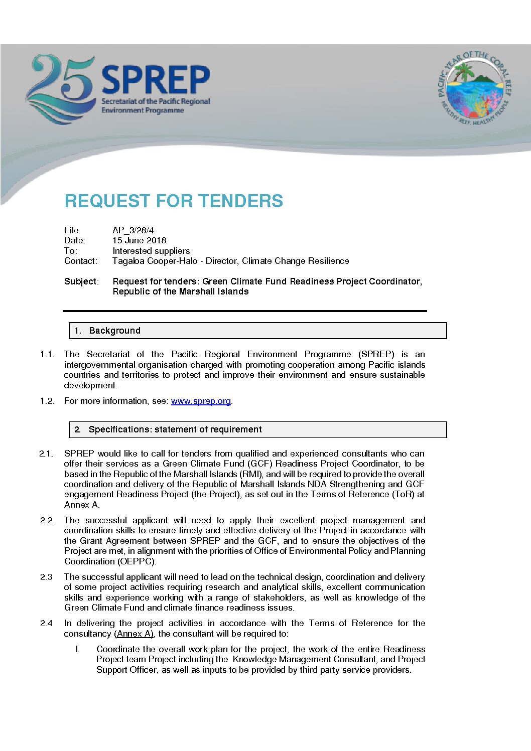 Request for tender